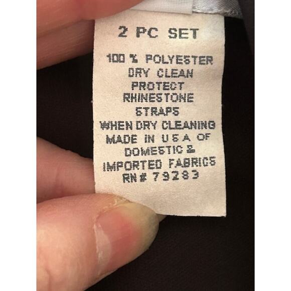 David’s Bridal Black Rhinestone-Strap Formal Gown + Matching Wrap, Size 8 - Picture 7 of 7